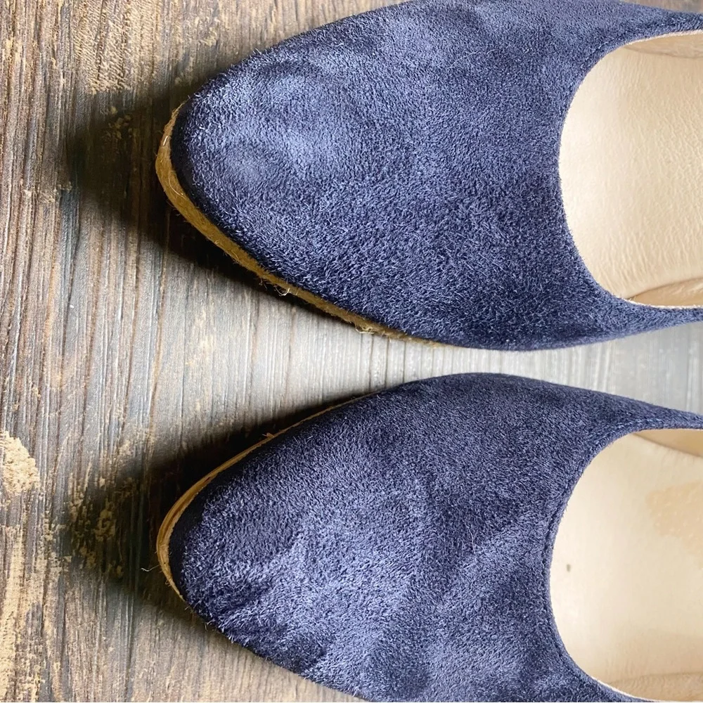 Eric Michael Blue Suede Espadrille Wedge